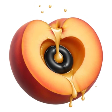 black hole in the middle of a peach. milk is leaking out of the hole sticker