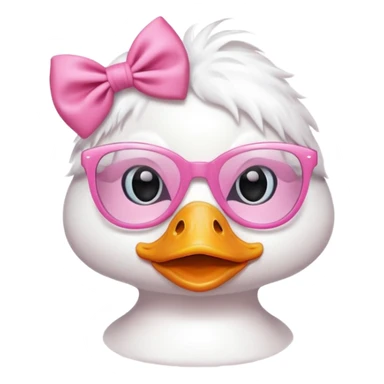 white duck with pink glasses and a pink bow sticker