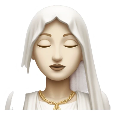White and light pink Madonna statue with hands together eyes closed sticker