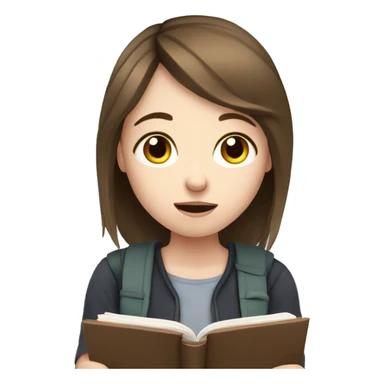 girl with brown hair and pale skin crying and studying sticker