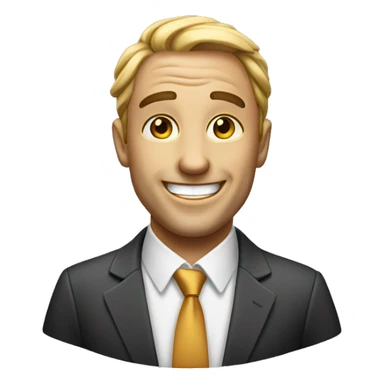 a cheerful businessman who is now at his peak earnings sticker