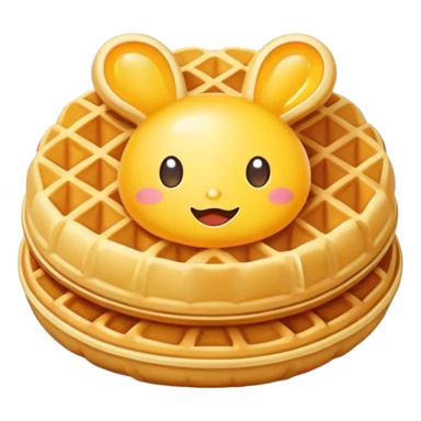 Hong Kong Egg Waffle bubble shaped golden pastry, simplified emoji style with bold outlines and bright colors, cartoon style Chinese street snack Gai Dan Jai sticker