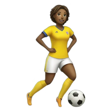 A woman playing soccer wearing a yellow jersey  sticker