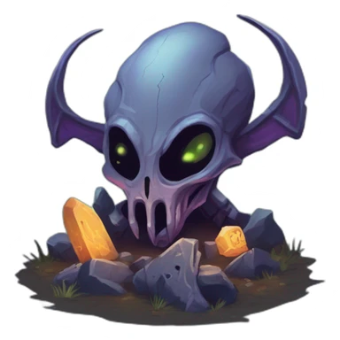 alien graveyard scifi roguelike rpg style inspired by slay the spire digital art sticker