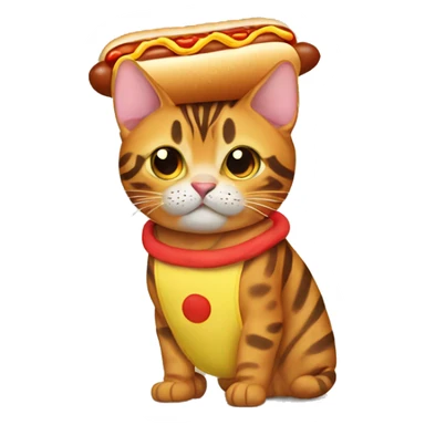 Bengal cat wearing hot dog costume  sticker
