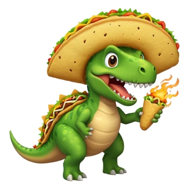 Dinosaur farting out a explosion with a taco in hand  sticker