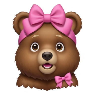 Surprised bear with a pink bow on his head sticker