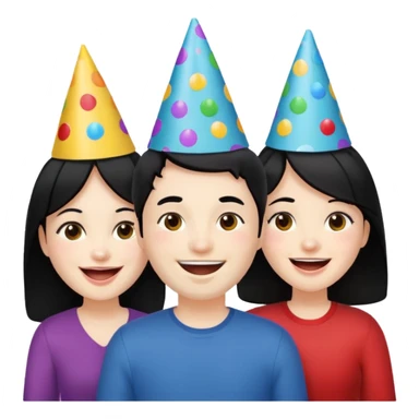 4 people with black hair and white skin sticker