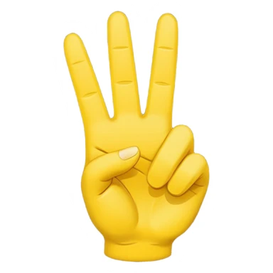 minimalist peace sign hand emoji, yellow, cartoon, two fingers sticker