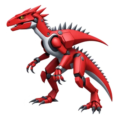 Spiky Cool Edgy Futuristic Red Digimon-Fakemon-Guilmon-Velociraptor-Mecha full body sticker