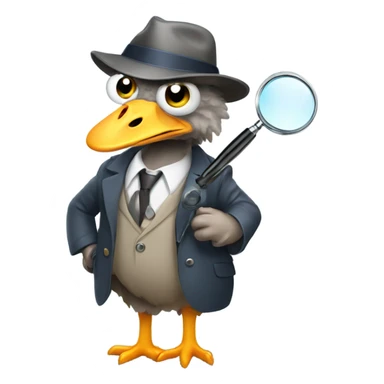 Ostrich detective with a magnifying glass sticker