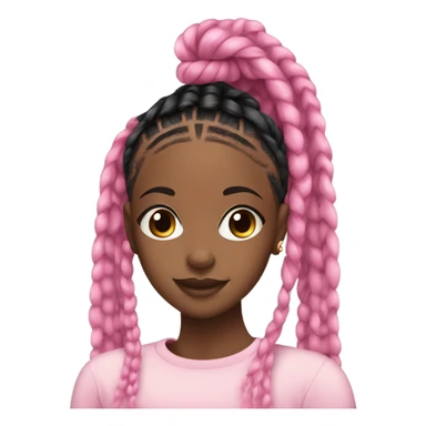 pretty brown skin black girl with black and pink box braids sticker