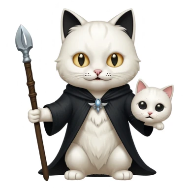 cat defeating grim reaper triumphantly sticker