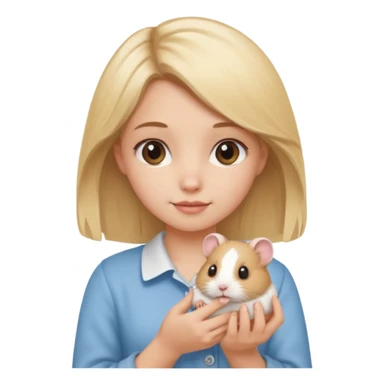 A pretty blond girl holding a hamster sticker