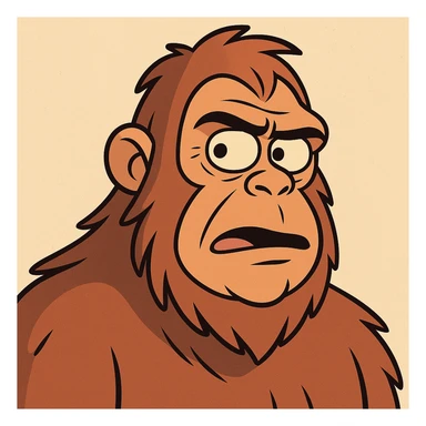 bigfoot head, cartoon style, gradient fur, bold lines sticker