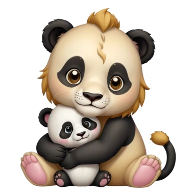 Cute Lion and panda baby hug sticker