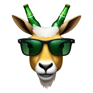 Springbok’s head wearing sunglasses next to a beer sticker