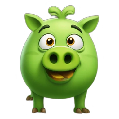 The green pig from Angry Birds rules the birds sticker