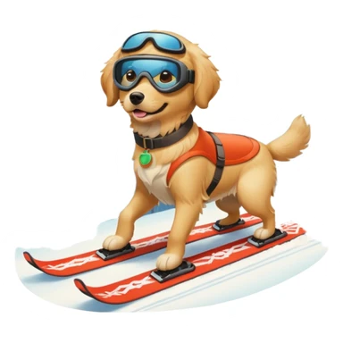 dog skiing sticker