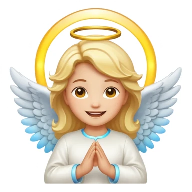 cartoon sticker of a colorful and cheerful angel emoji with a glowing halo above the head, no text, suitable for WhatsApp and Instagram sticker