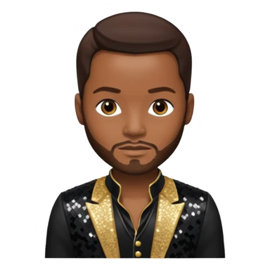 Jaheim with dark brown hair, black sequin outfit  sticker