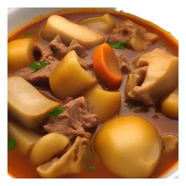 Callos is a traditional Spanish stew, particularly popular in Madrid, known as "Callos a la Madrileña." It is typically made with beef tripe (the stomach lining of the cow), which is the main ingredient, giving the dish its name.  sticker