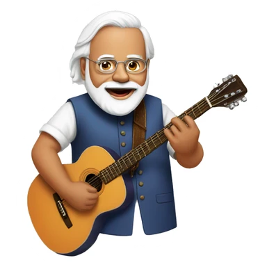 modi ji playing guitar sticker