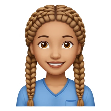 A lightskined girl smiling with brown braids sticker