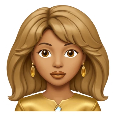 Tina Turner with long light brown hair, gold outfit sticker