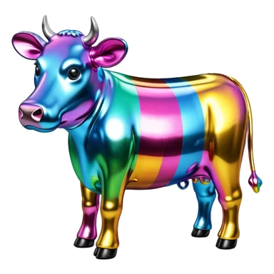   jeff koons style metallic SPAM cow sculpture  sticker