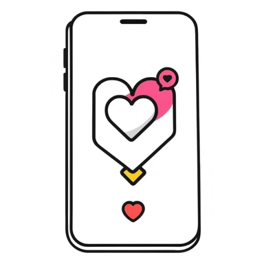 phone with an Instagram-like heart notification popping out sticker
