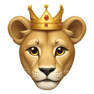 a lioness with a crown and a queen's costume sticker