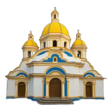 Catholic Temple from La Piedad Michoacán like church of Cúpula de Santa María del Fiore with the dome with tiles yellow and blue sticker