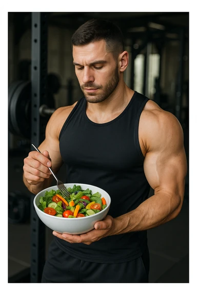"Un uomo bodybuilder (30-35 anni) che migliora la sua composizione corporea e mangia sano sticker
