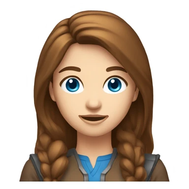 caucasian female blue eyes long brown hair playing video game sticker