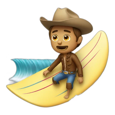 sad cowboy surfing a wave sticker