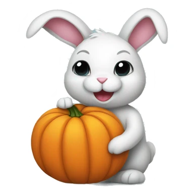 bunny holding a pumpkin sticker