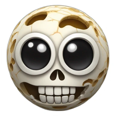 3d sphere with a cartoon Skeleton skin texture with big kind eyes sticker