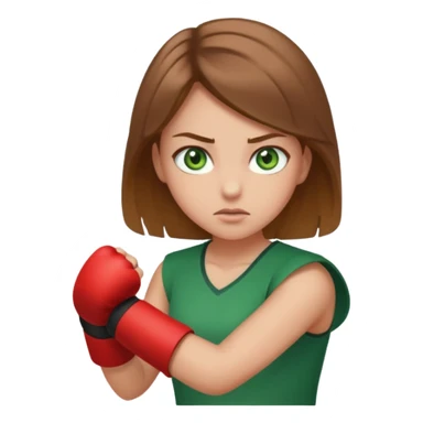girl with green eyes and brown light hair fighthing sticker