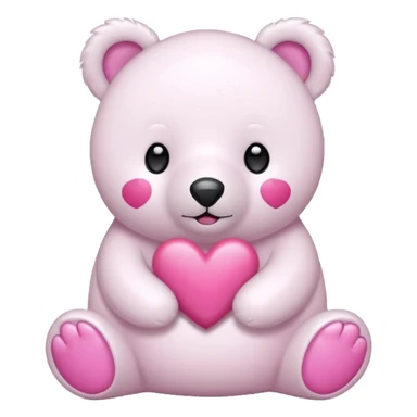  Oso Polar blanco corazón rosa kawaii sticker