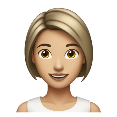 Beautiful girl with short straight darklight hair, thin lips, thin eyebrows, smiling. sticker