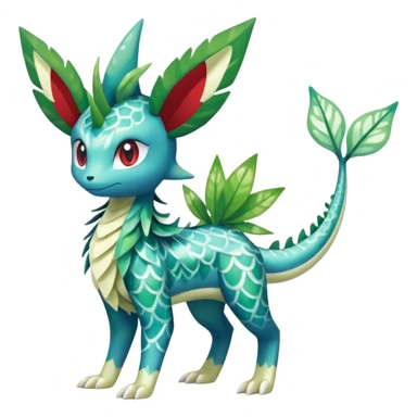Shiny Scaley Marked Exotic Patterned Colorful Shaymin-Vaporeon-Sceptile-Flygon-Meloetta-Pokémon-Fakémon-fusion, full body sticker