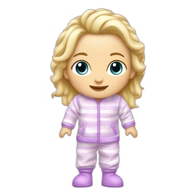Bébé blonde en pijama 100% blanc et des bottes mauve  sticker