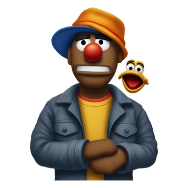 Thug-Life Gangster-style Hood-version of Grover:
Bert and Ernie:
The ultimate odd couple: Bert is serious and organized, while Ernie is playful and carefree. Together, their friendship shows that opposites can make the best of friends. sticker