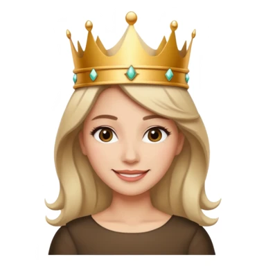 Give me an image of a women wearing neutral makeup with a crown. She is looking very smug sticker
