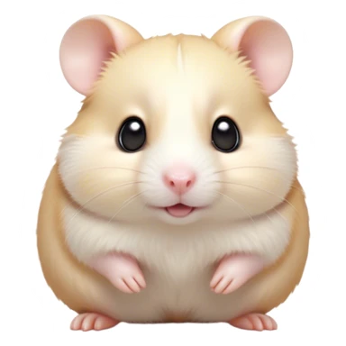 Cinematic Cute Cream Hamster Portrait Emoji, Head tilted playfully and inquisitively, featuring a silky, pristine cream fur with a gentle sheen, round, sparkling dark eyes filled with curiosity, Simplified yet irresistibly adorable features, highly detailed, glowing with a warm, friendly glow, high shine, affectionate and lively, stylized with a touch of whimsy, bright and endearing, soft glowing outline, capturing the essence of a mischievous yet loving hamster, so playful it feels like it could dash out of the screen and into your arms! sticker