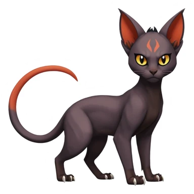 Black edgy Noivern-Torracat-Sphynx-Lykoi-Caracal-cat-Fakemon full-body sticker