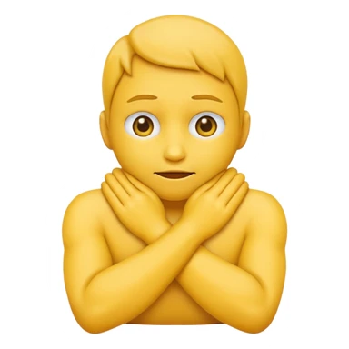 Yellow face emoji strangling itself with 2 arms crossed and hands saround neck sticker