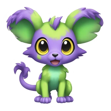 Cute cool green purple yellow animal hybrid Fakemon full body sticker