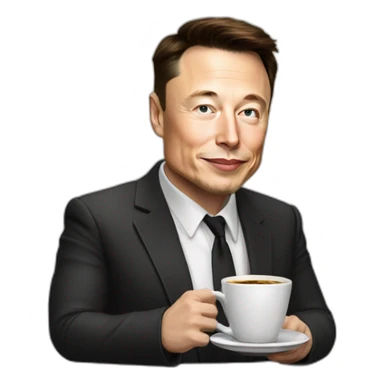 Elon musk driking a cup of coffee and coffee  sticker